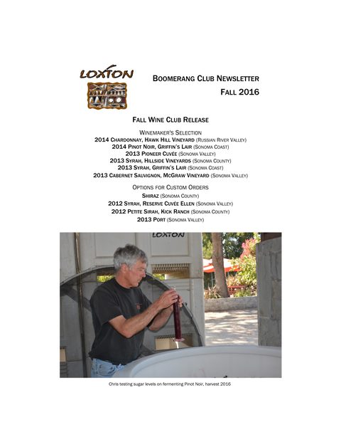 Cover of the Fall 2016 Boomerang Club newsletter