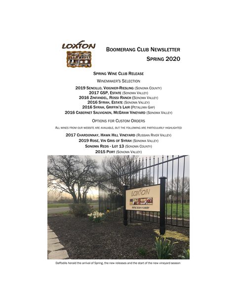 Cover of the Spring 2020 Boomerang Club newsletter